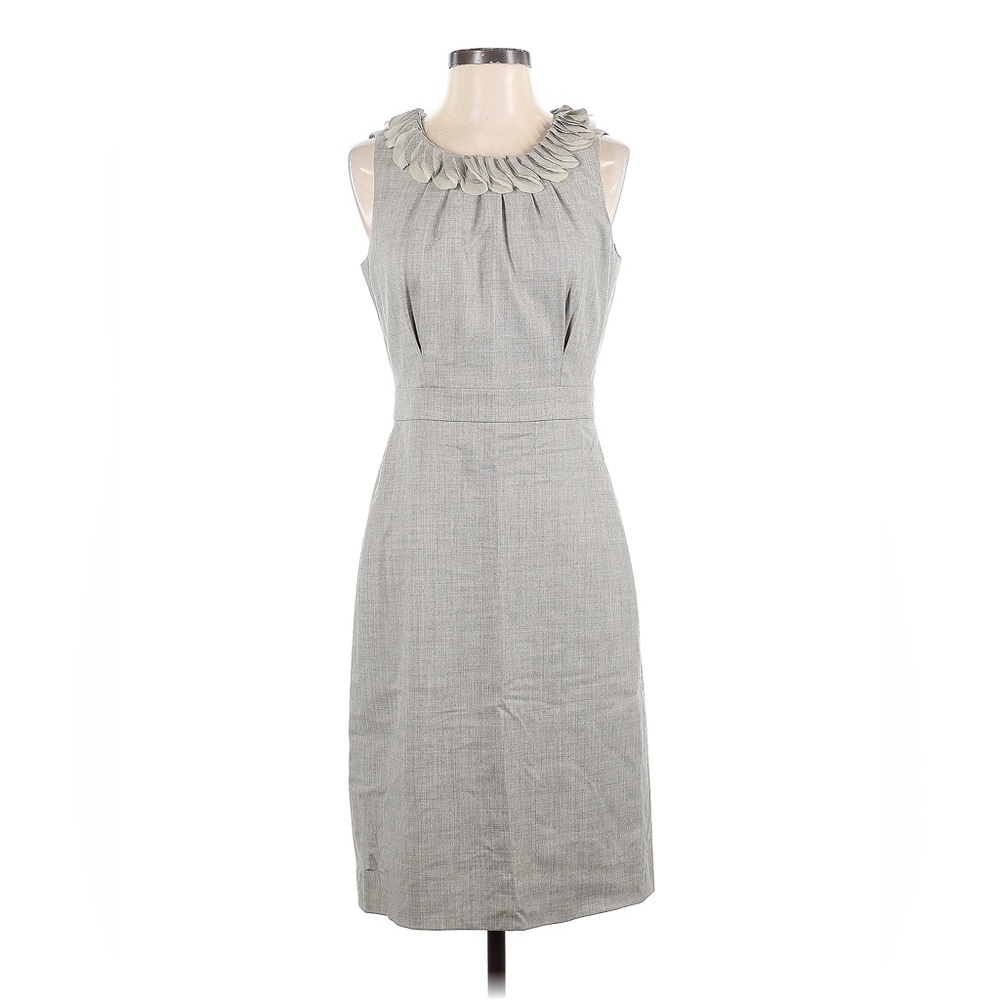 J. Crew Ruffle Neckline Gray Sleeveless Sheath Dress